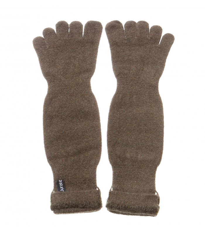 Unisex Cashmere Blend Long Five Finger Socks with Handmade decoration packaged in Signature box